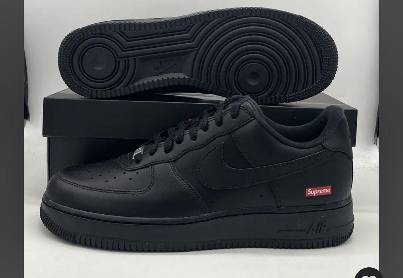MEN'S NIKE AIR FORCE 1 LOW SUPREME BLACK SIZE 9.5 MENS