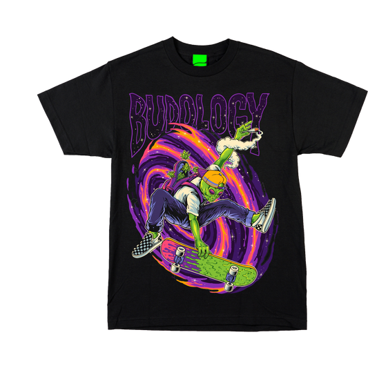 👽🛹🌌 Product Title:  Skater Alien – Ali Hoops & Cosmic Drip Tee