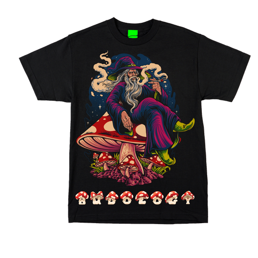 🍄🧙🏾‍♂️💨 Product Title:  Mushroom Wizard – Just Chillin' Tee